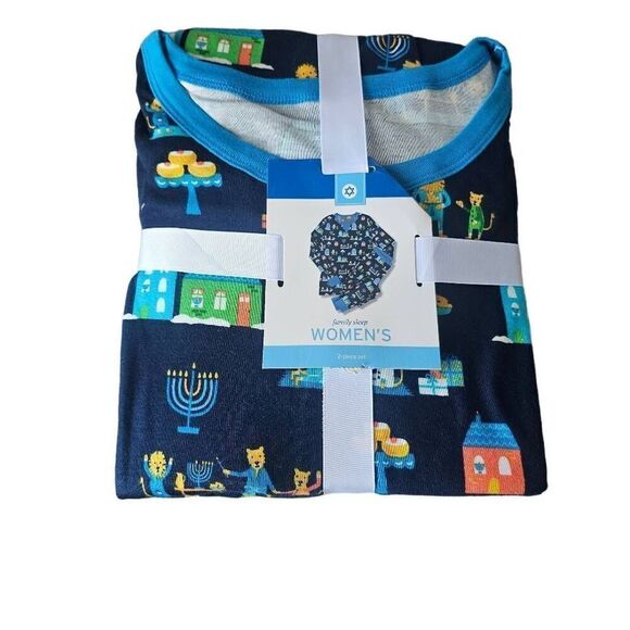 Family sleep Hanukkah womens plus 2X bluepajama set - Picture 3 of 6